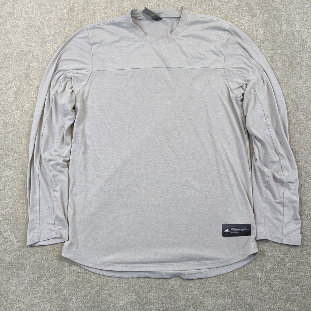 Adidas Aeroready Long Sleeve Shirt Mens Medium Gray Training Activewear GL9986